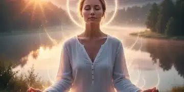 Visualización para Reducir Estrés Pre-Evento: Guía 2026 Mujer meditando, transmitiendo paz y claridad mental antes de un evento importante.
