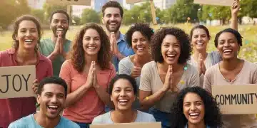 Gratitud y Felicidad: Estudio 2026 Revela Aumento del 15% en Bienestar Personas sonrientes expresando gratitud, simbolizando el aumento del bienestar.