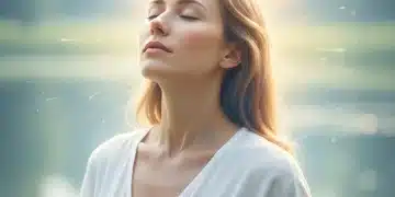 Reducción del Estrés Crónico: Técnicas de Respiración que Actúan en Menos de 5 Minutos (SOLUCIONES PRÁCTICAS) Persona respirando profundamente para aliviar el estrés