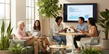Profesionales sonriendo en un entorno de trabajo saludable y colaborativo