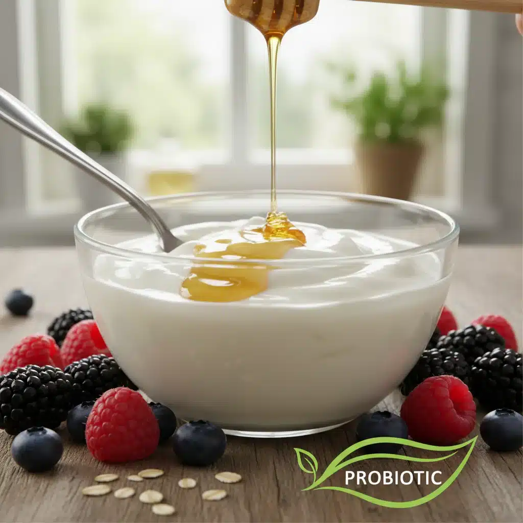 Yogur natural casero, fuente de probióticos para la salud digestiva.