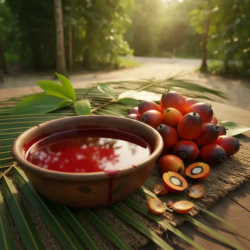 Aceite de palma roja natural y sus frutos